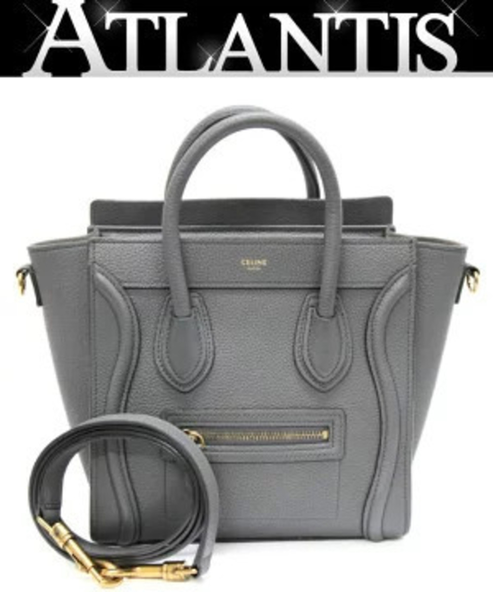 Celine Luggage Tote Shopper Bag Leather Gray